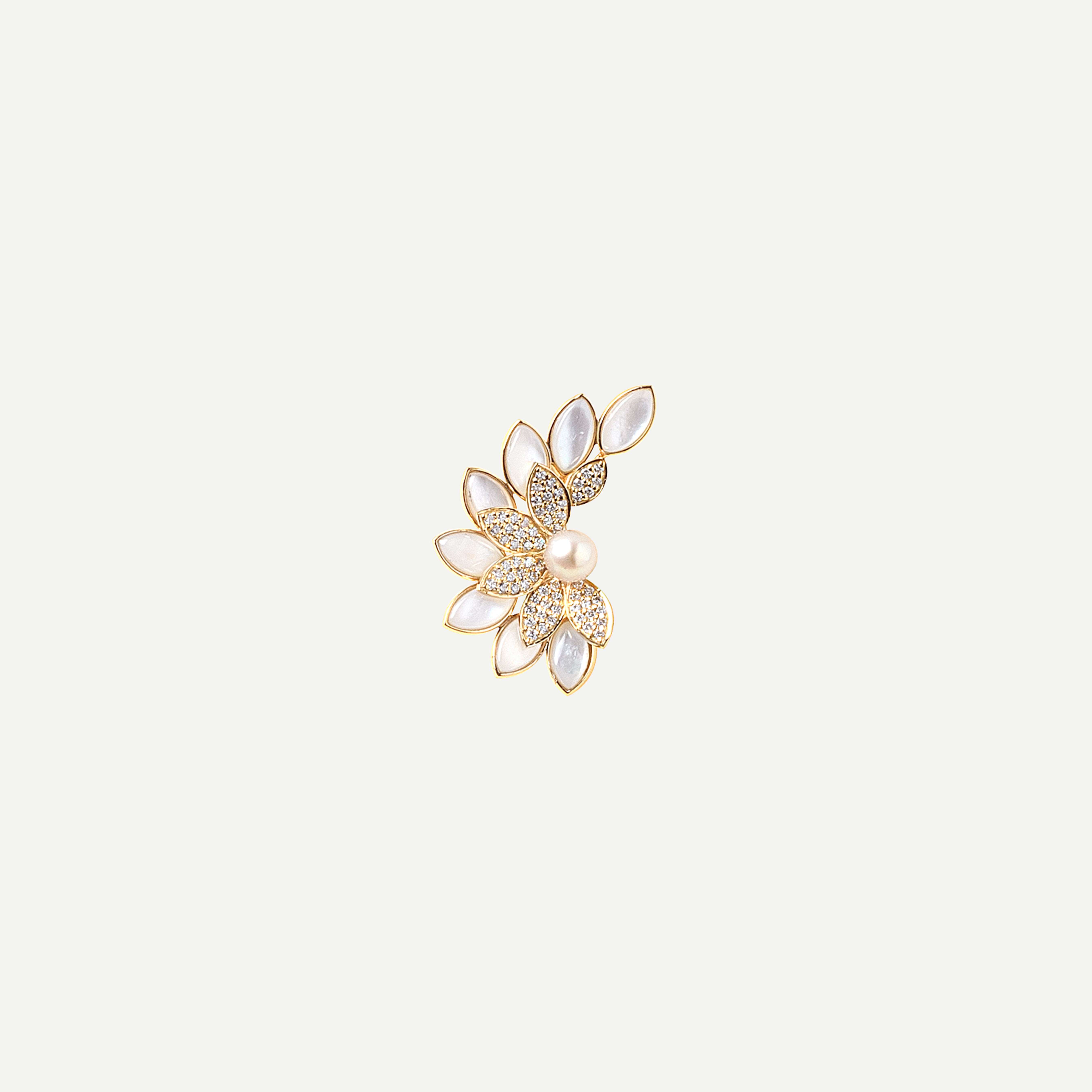 J Petals with Natural Pearl Diamond and Shell Ring